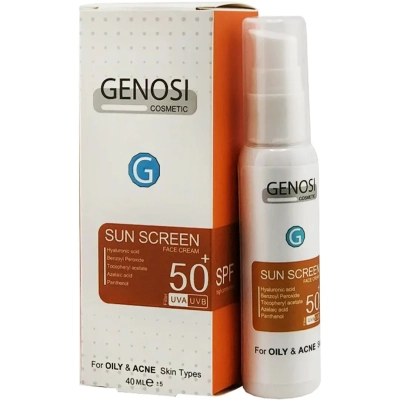 کرم ضد آفتاب بی رنگ SPF50 مناسب پوست چرب و جوش دار گنوسی